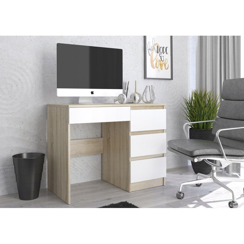 Arbenita Computer Table, Light Brown/White