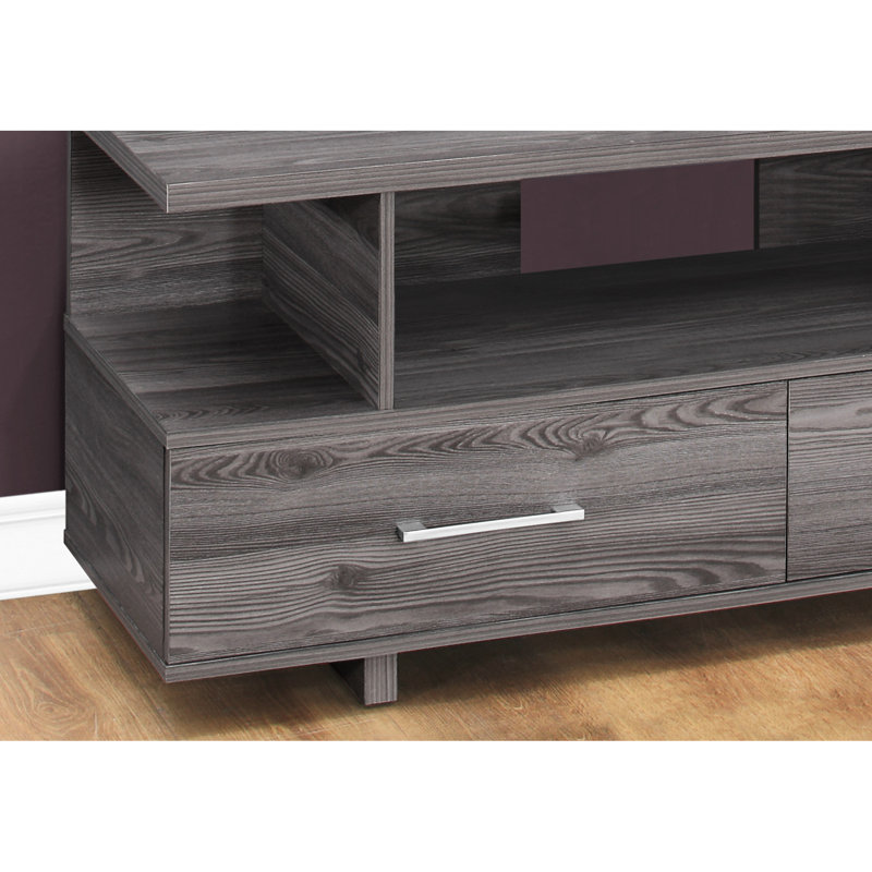 Chambre à coucher avec meuble télé 48 pouces, meuble multimédia en stratifié gris avec armoire de rangement pour salon moderne