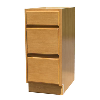 Honey Amber Raised Panel 3-drawer base cabinet