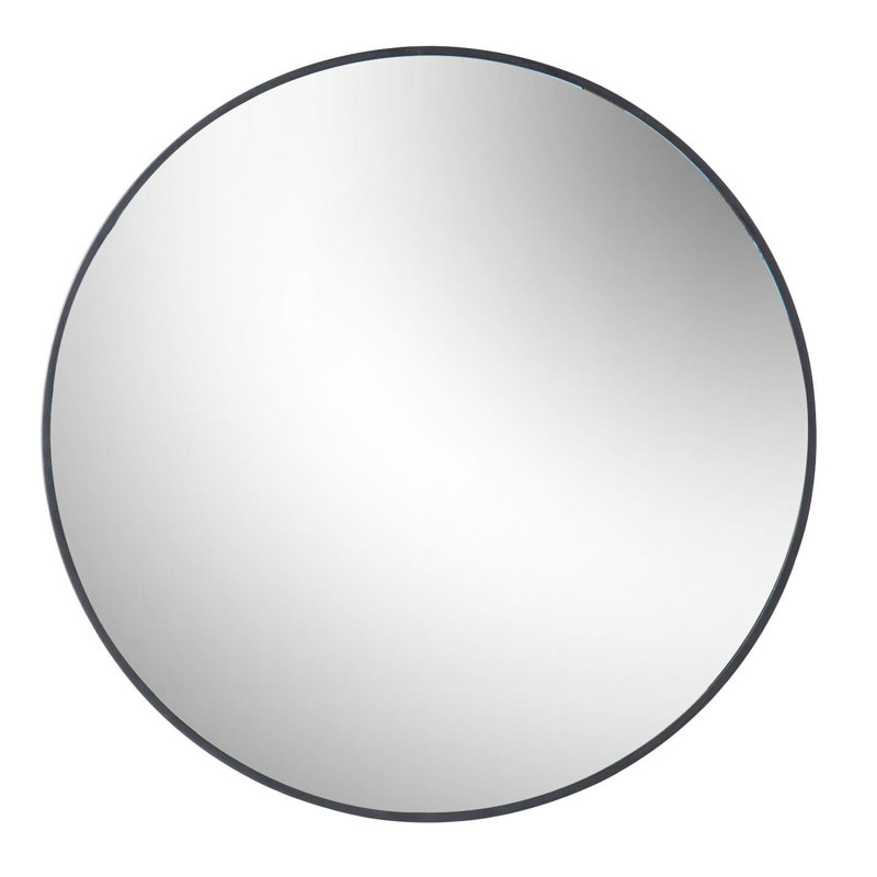 Clarkdale Round Metal Frame Wall Mirror, Black, 80cm H x 80cm W