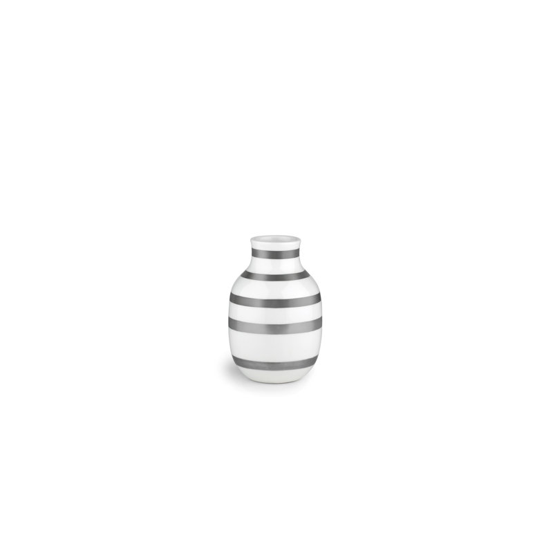 Omaggio Ceramic Table Vase, Silver/White