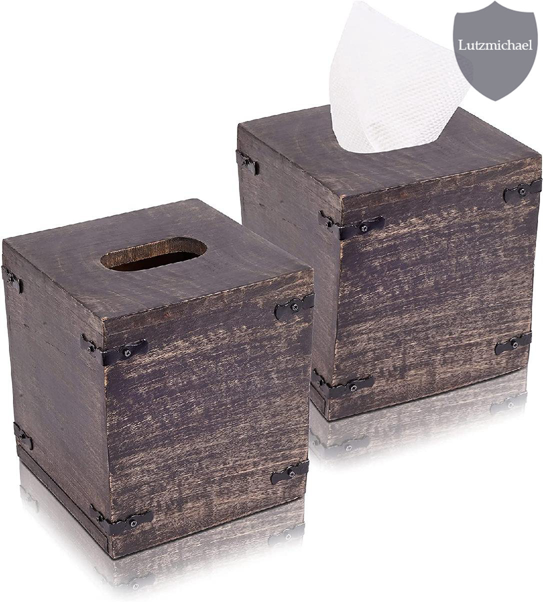 Rustic Real Wood Tissue Box Cover