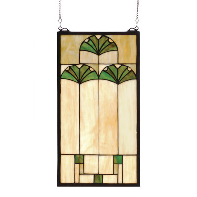 11"W X 20"H Ginkgo Stained Glass Window