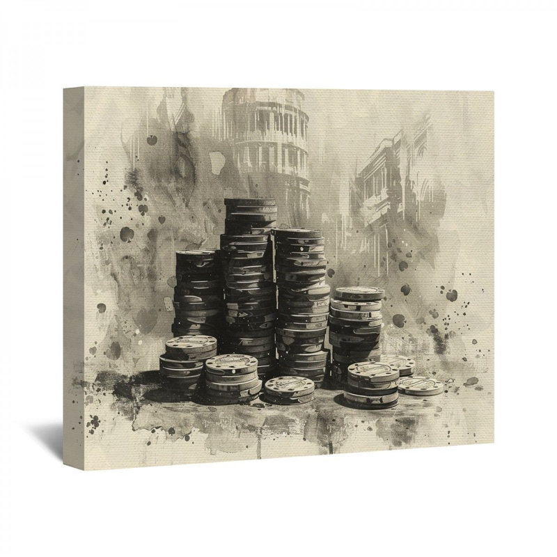 Jetons de poker sur toile, H 11 po x l 14 po x P 3 po