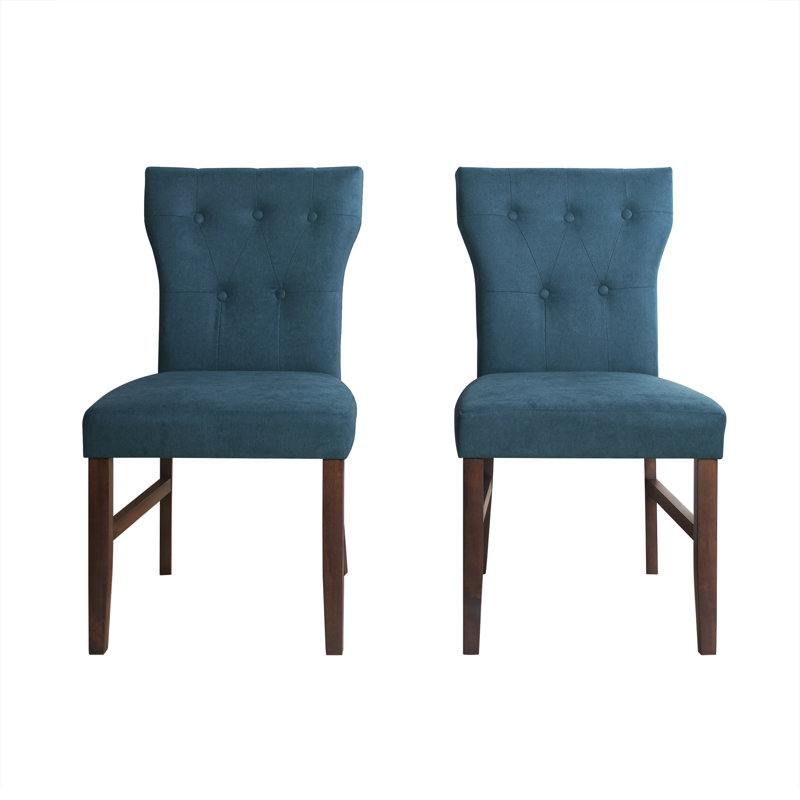 Ast 18.90'' H Tufted Linen Upholstered Side Chair, Blue