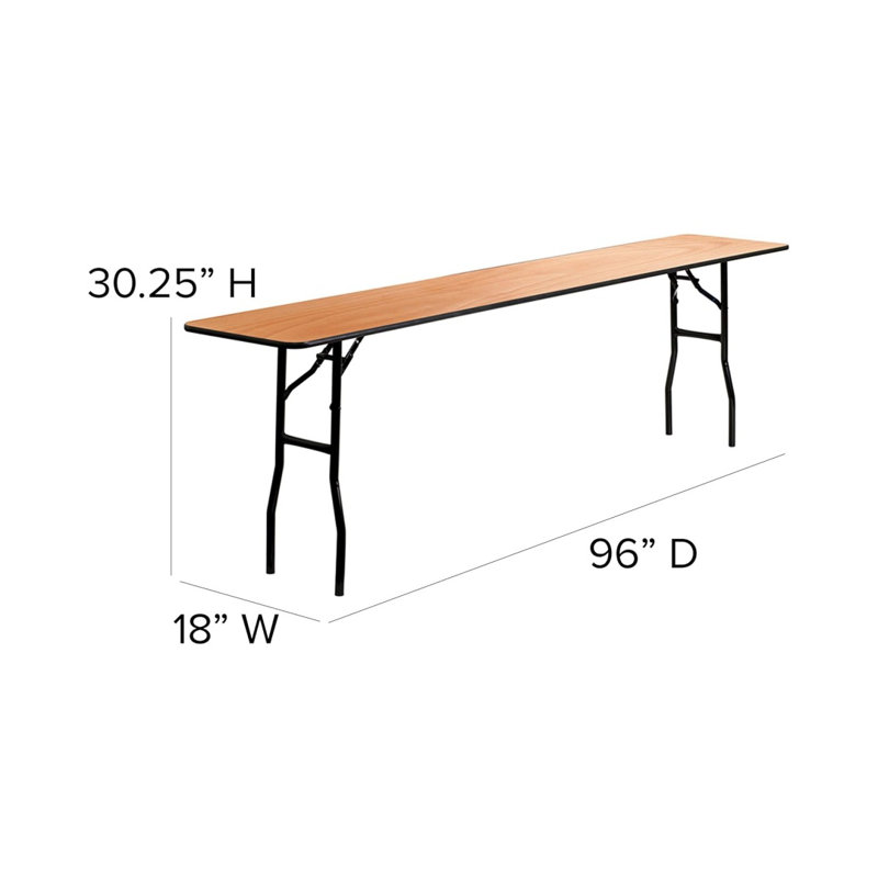 Wood Folding Training And Event Table, Training Table With Smooth Clear Coated Finished Top, Natural