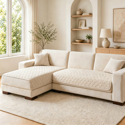 2-Piece Plush L-Shaped Sofa Cover Set – Pet-Friendly, Non-Slip, Machine Washable All-Season Sectional Protector, Soft & Comfortable Couch Slipcover