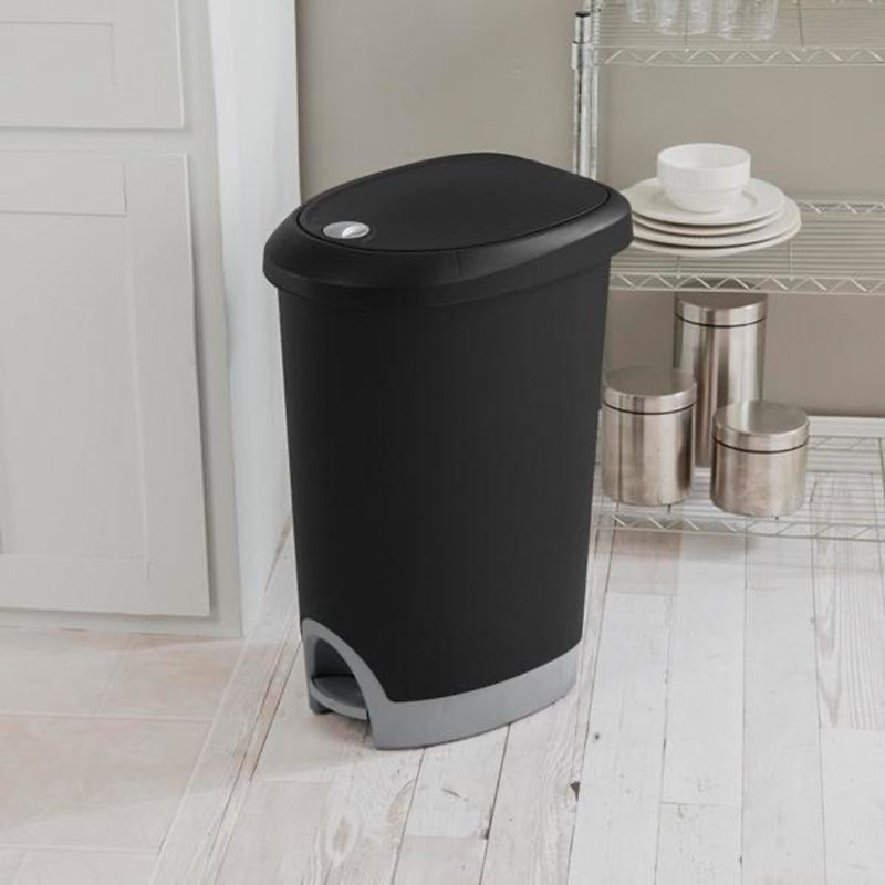 Sterilite Gallon Locking StepOn Wastebasket, Black
