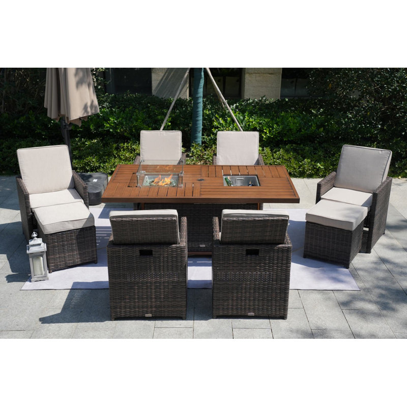 Rectangular 8 - Person Dining Set with Cushions