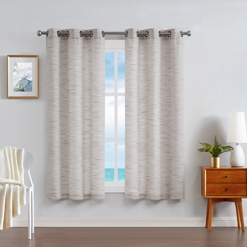 Nautica Julius Light Filtering Grommet Window Curtains, 36" x 63", Linen
