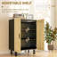 Buffet buffet, armoire de cuisine avec 2 portes en rotin et tablettes réglables-295626477