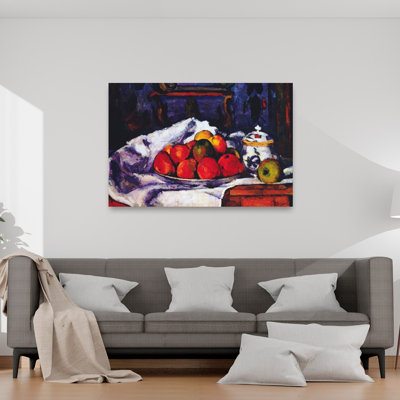 Nature morte, bol de pommes, impression d'art classique classique violet coloré