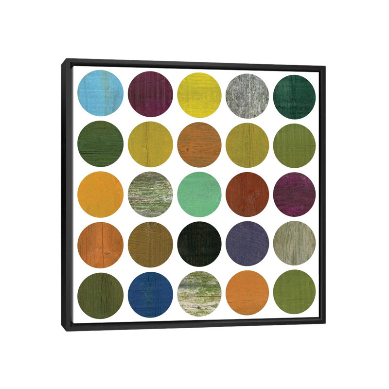 «Rustic Rounds 4.0», impression sur toile, H 18 po x l 18 po x P 1,5 po, Toile avec cadre noir, Pas de tapis