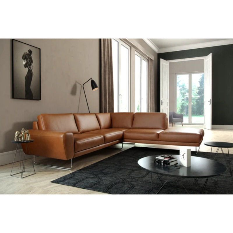 Edeltrud 5 Seater Corner Sofa , Cognac, Right Hand Facing