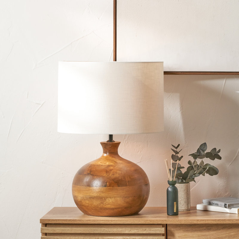 Kiah Wood Table Lamp, Brown