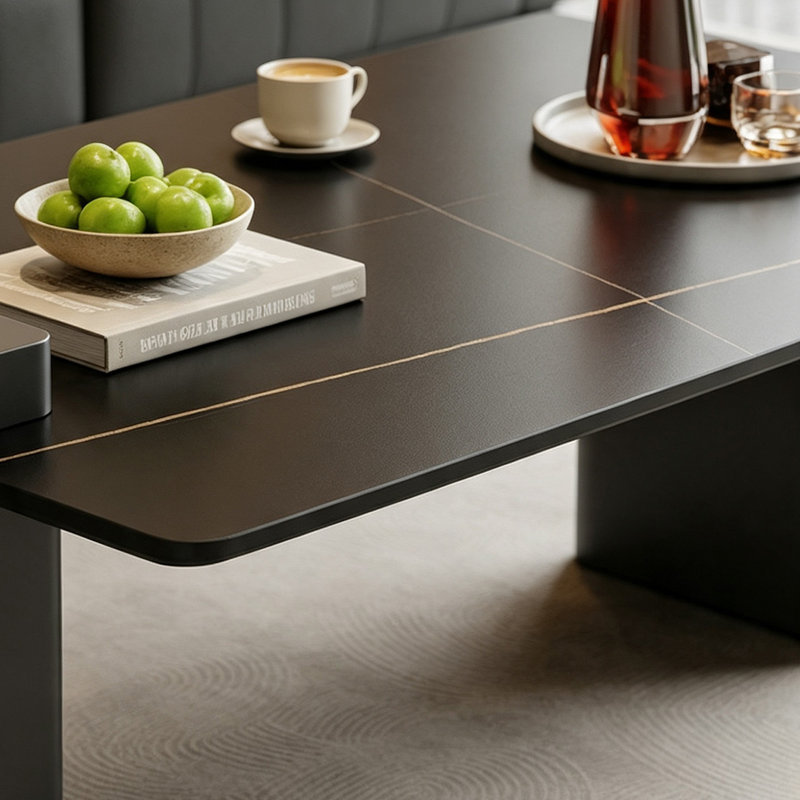 Fortner, Noir / or / arrière, Marbre, H 17,71 po x l 55,11 po x P 23,62 po