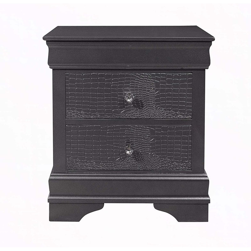 Shaker Crocodile Metallic Grey Nightstand, Metallic Gray