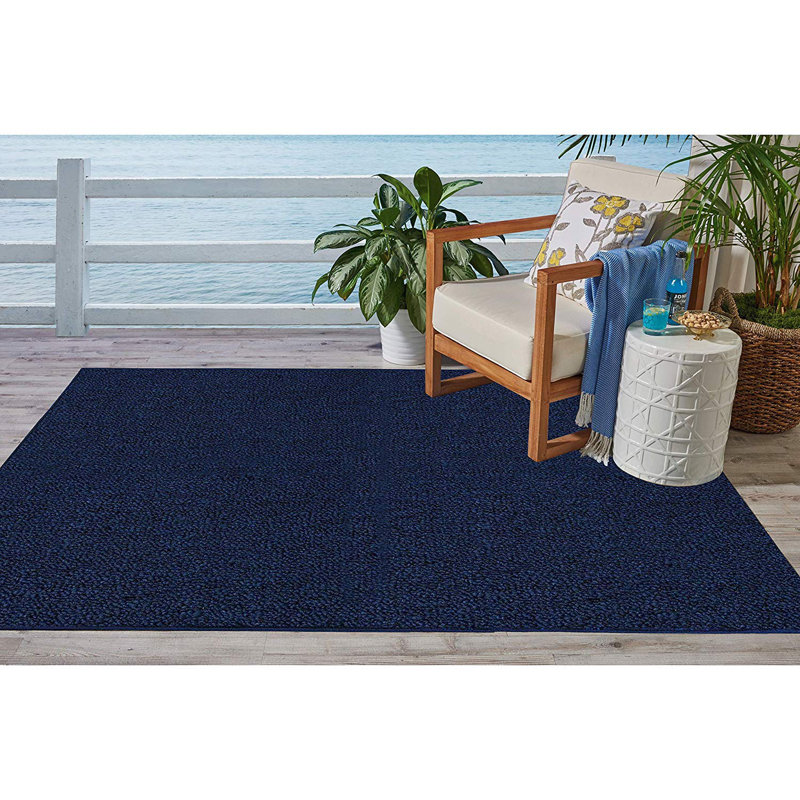 Amorim Furnish my Place Modern Indoor/Outdoor Commercial Solid Color Rug - Pet and Kids Friendly Rug, Stain Resistant, Floor Carpet for Living Room & Hallway, Wedding - Navy