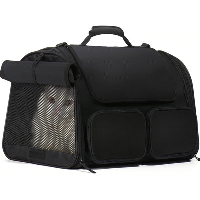Sac à dos pour chat approuvé par la compagnie aérienne, sac à dos souple pour chien, sac de voyage pliable pour chat, sac à dos pour animal de petite à moyenne à grande taille (moins de 20 kilogrammes), housse pliable pour chats nerveux, noir