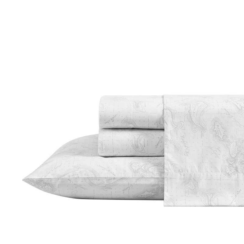 Shasta Lake Cotton Percale Standard Sheet Set, Queen Sheet Set with 2 Pillowcases, Kayak Adventure