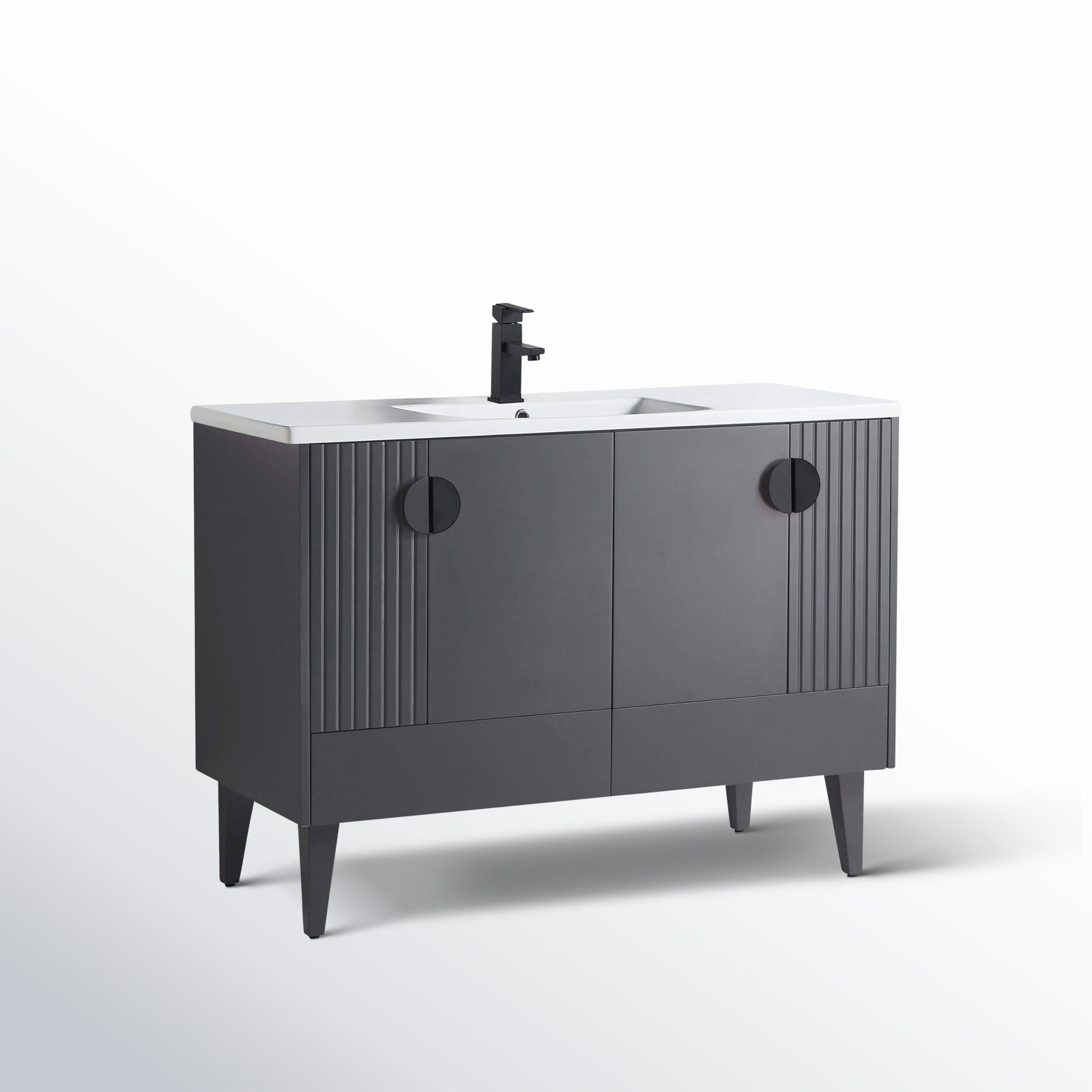 Saimah 48'' Single Bathroom Vanity, Black, Rock Gray