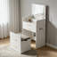 Meuble-lavabo 3 en 1 avec miroir à DEL et prise de courant, table de maquillage à plateau rabattable avec plateau en verre et tabouret rembourré
