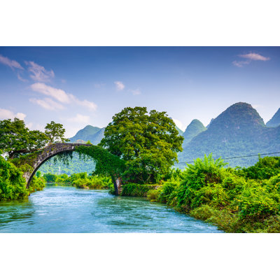 Dragon Bridge, Yangshuo, Chine - photographie sur toile tendue