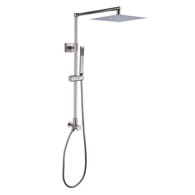 Fennocasa Polaris Lux Rain Shower System, includes 10” Square Rainfall Shower Head and Handheld Shower Combo (2.5 GPM Brushed Nickel)