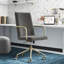 Chaise de bureau de bureau moderne Elle Decor Giselle avec accoudoirs et base dorés-36124655