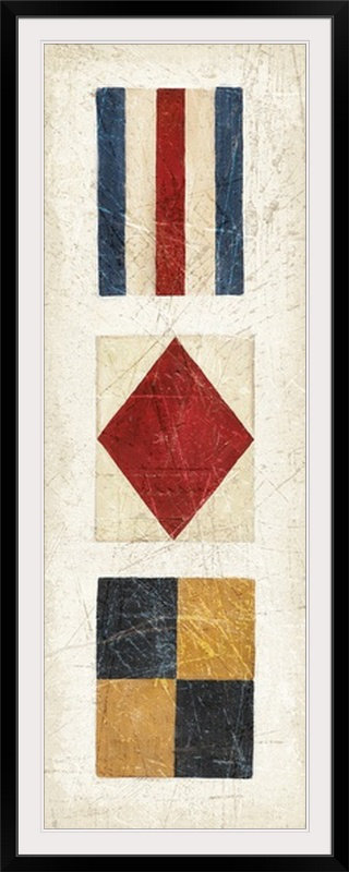« panel iv » avery tillmon, impression Nautical Symbols, H 56 po x l 24 po x P 1 po, Cadre noir