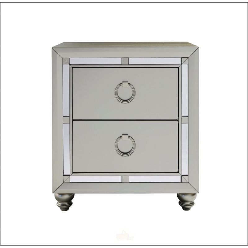 Table de chevet argentée Chloe Gemstone