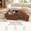 Table basse carrée moderne au centre avec enveloppe texturée en forme de cube géométrique 3D, plateau en placage de bois de frêne, compartiment de rangement caché, pieds de nivellement réglables