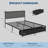 Queen Size Bed Frame with Drawer & Charging Station, Grey