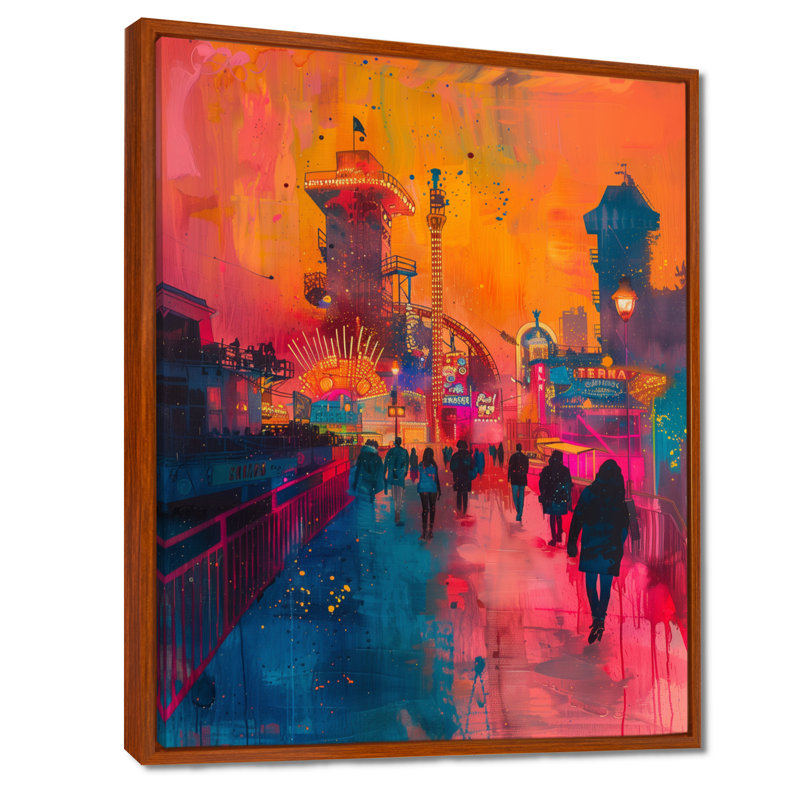 Wael - Amusement Parks, impression d'art mural, H 20 po x l 12 po x P 1 po, Cadre flottant brun