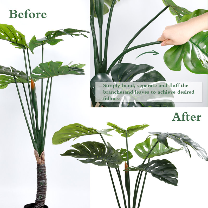 Arbres artificiels avec pot Monstera Deliciosa, 2, H 47 po x l 25,6 po x P 25,6 po
