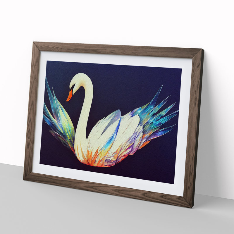 Magical Swan Vol.2 - Framed Print, 34cm H x 46cm W x 2cm D, Walnut