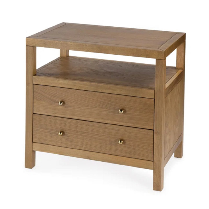 Nora 2-Drawer Wide Nightstand, Natural