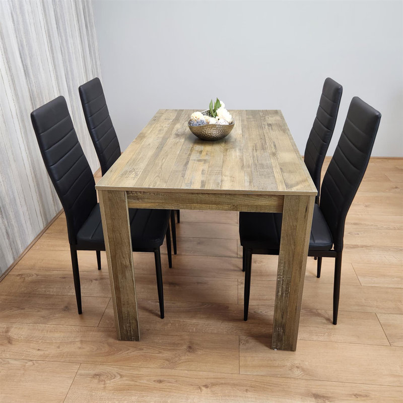 Siriol 4 - Person Dining Set, Black