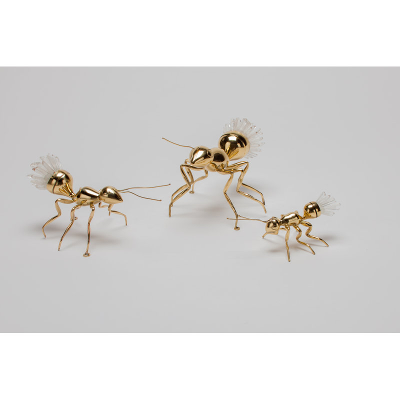 Golden Ant Figurine, 3" H x 6.5" W x 3.5" D