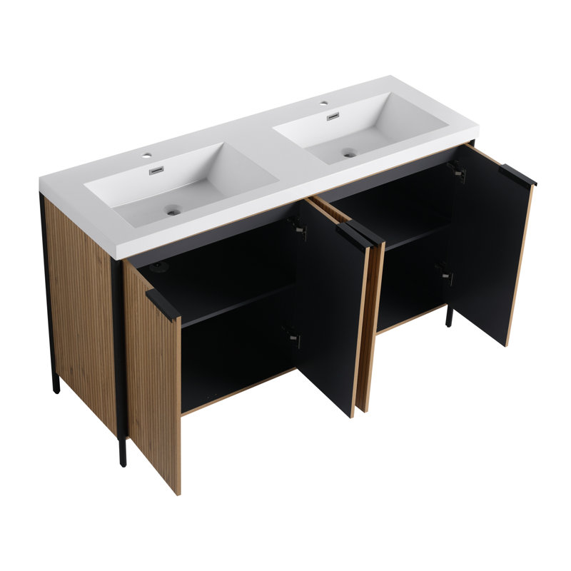  Ensemble de meuble-lavabo autoportant 60 po avec lavabo en résine 60 po