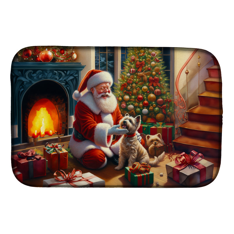Tapis de séchage Cairn Terrier and Santa Claus