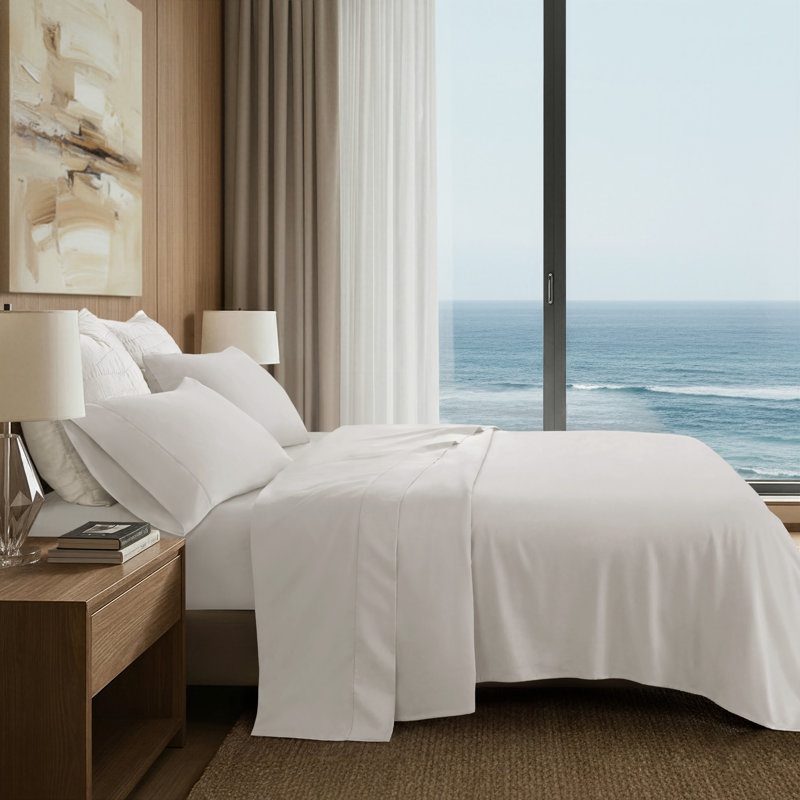 Elina Supima 4 Piece Cotton Sheet Set, Bright White, King