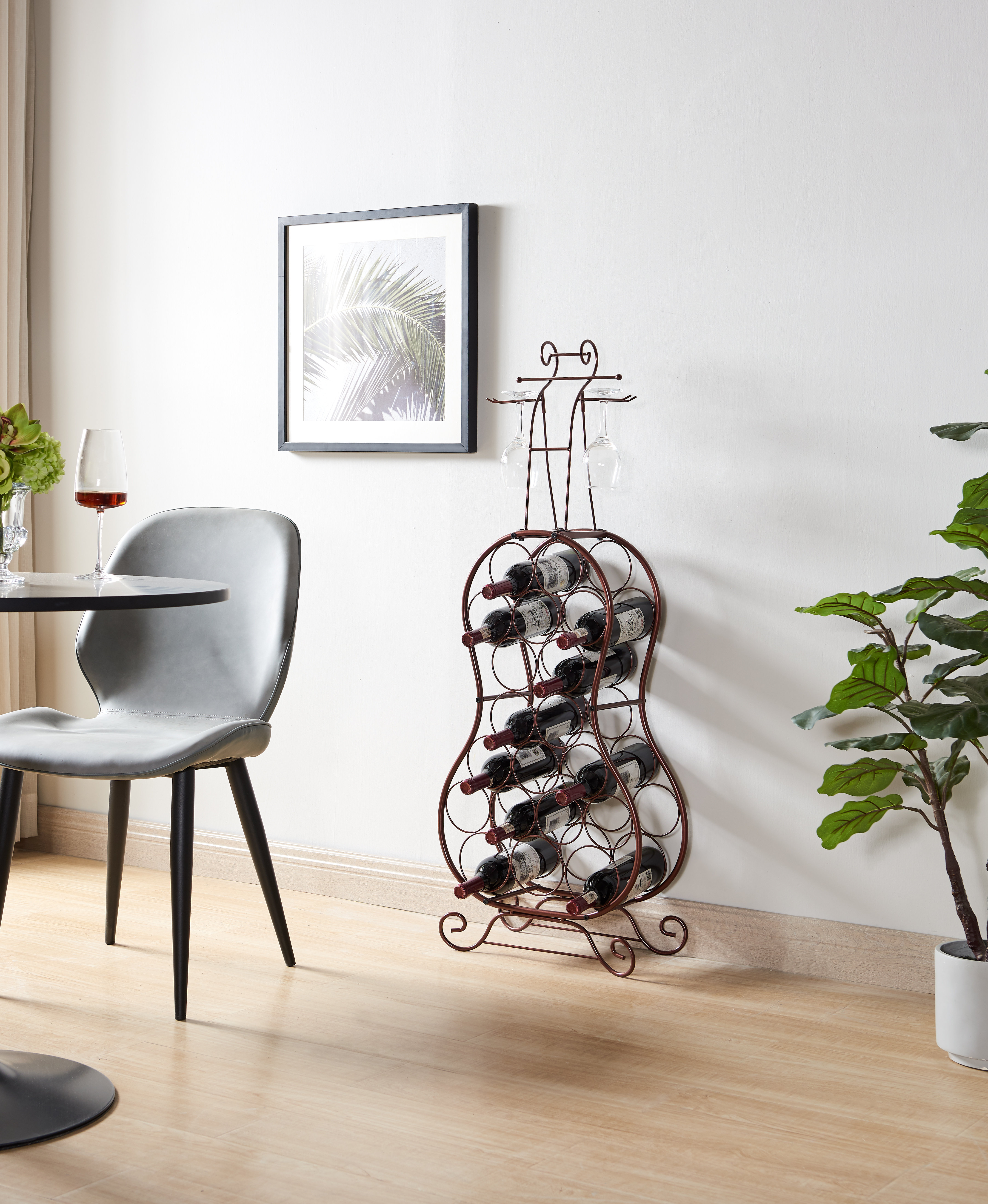 Cellophane Rack InRoom Designs Cello-Shaped 19-Bottle Bronze Metal Wine Rack - Wayfair ...