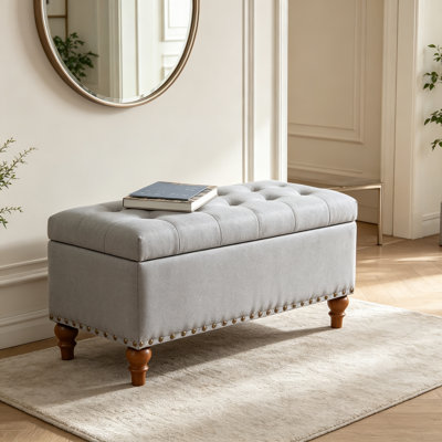 Storage Bench with Recessed Support Hinge