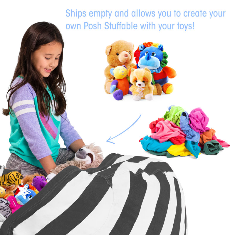 Kids Bean Bag Chair Cover - Stuffed Animal Storage & Toy Organizer with Zipper - Plush Storage Kids Bean Bag Cover only for Toddlers and Children's Rooms - Organizes Pillows, Blankets, and Stuffies - Multiple Colors, Sizes, and Fabrics