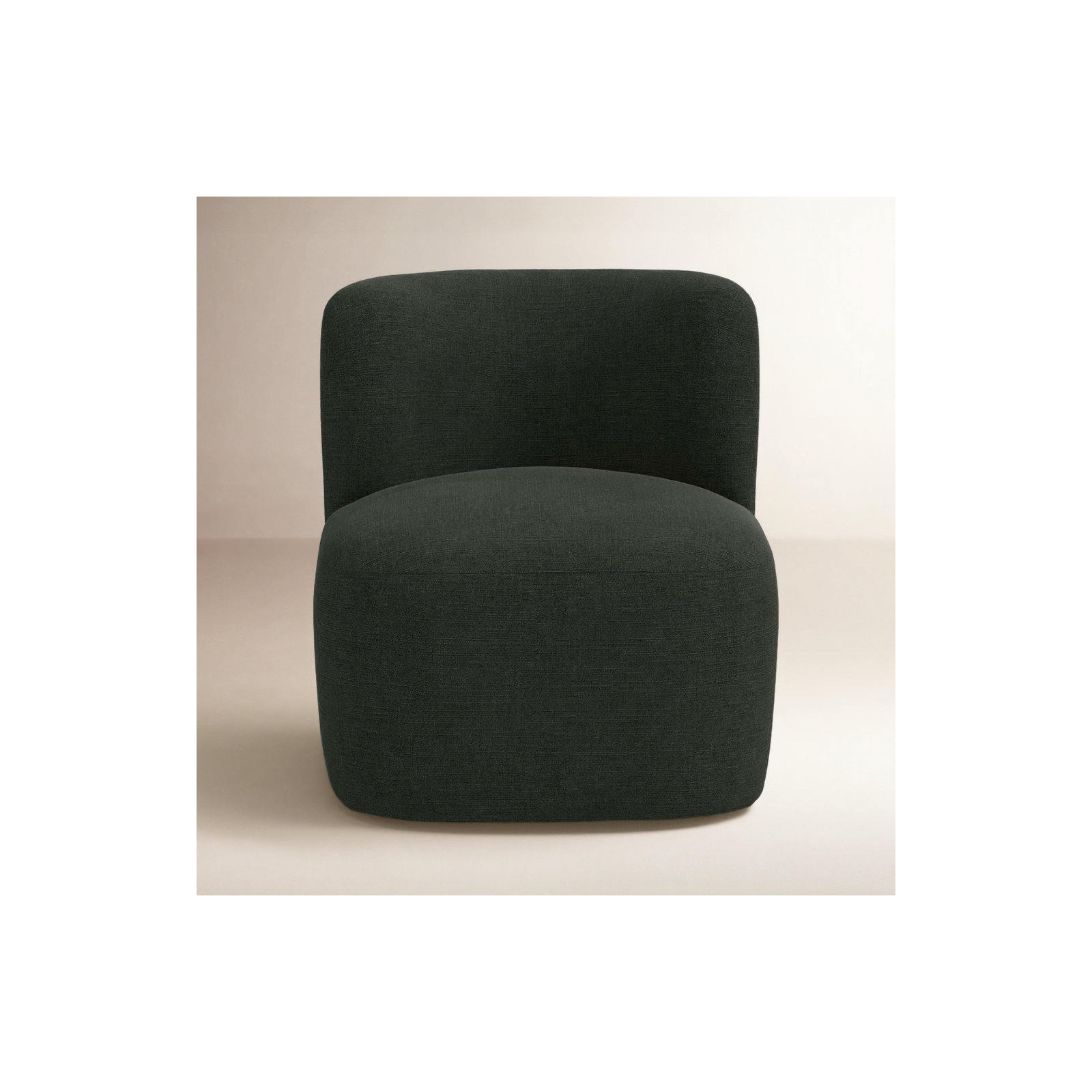 Mariza Upholstered Swivel Accent Chair, Classic Black Linen