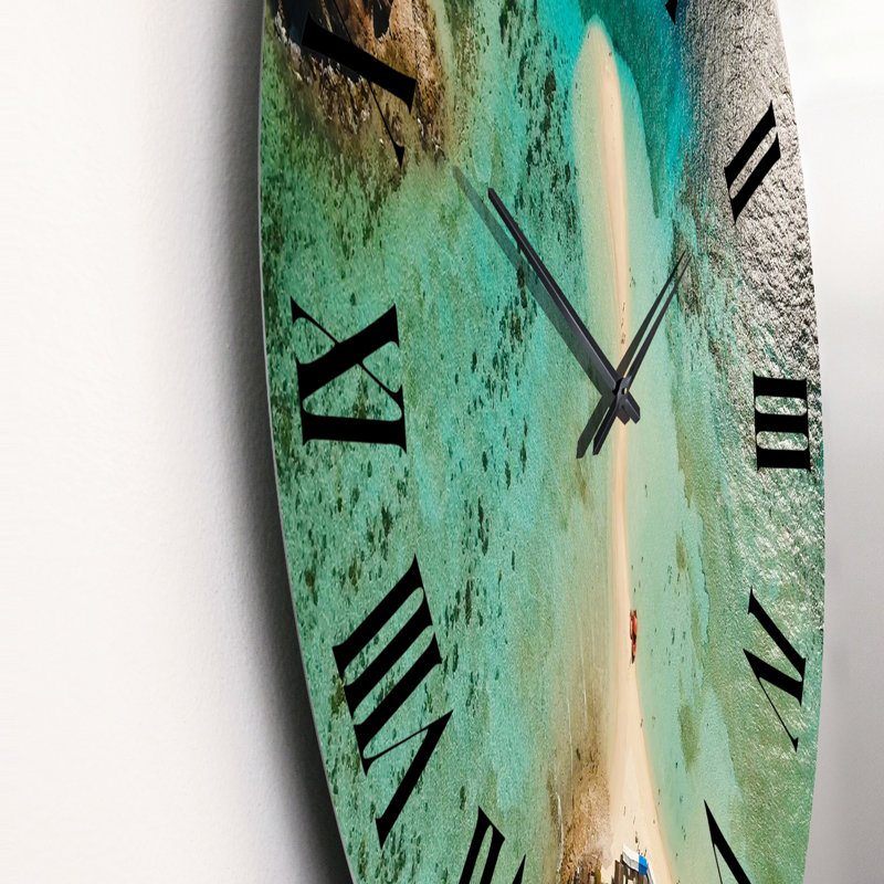 Vue aérienne de l'eau turquoise sur Beahc - horloge murale nautique et côtière, Petit
