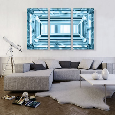 " Baby Blue Emerald Cut Diamond Jewel " 3 - Pieces
