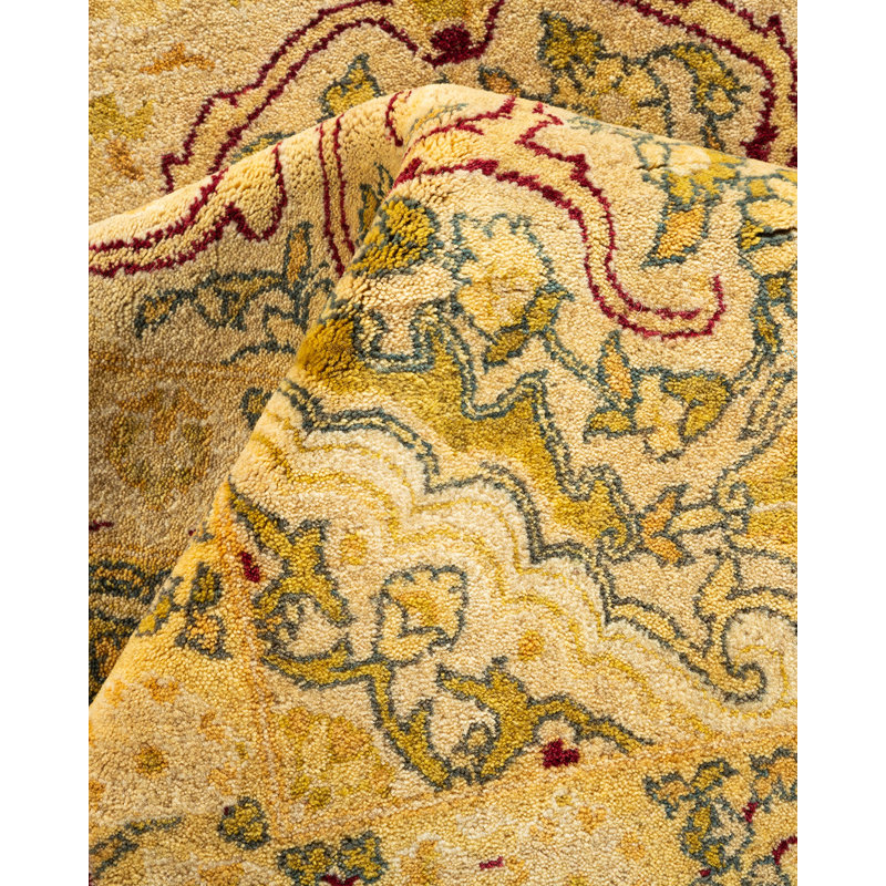 Tapis unique noué à la main Rubalcava - ivoire, 8 pi 3 po x 10 pi 6 po
