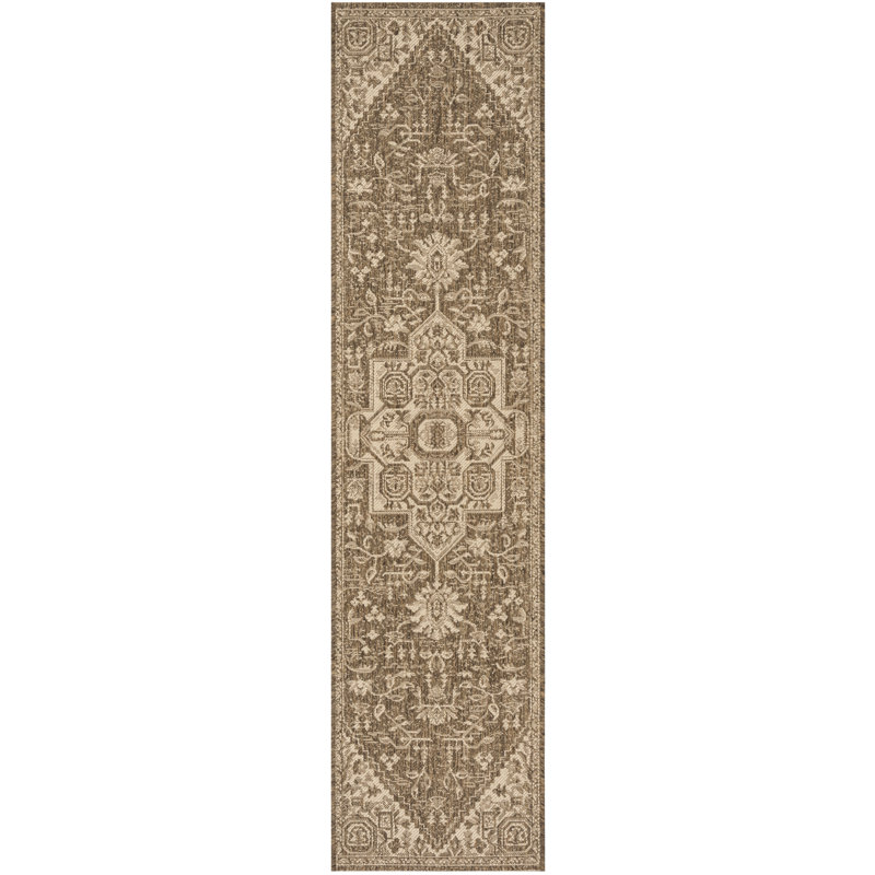 Tapis d'intérieur / extérieur crème / beige Danya, Tapis de couloir 2 pi 2 po x 6 pi